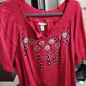 Catherine's Red With blue and white Design Shirt #28